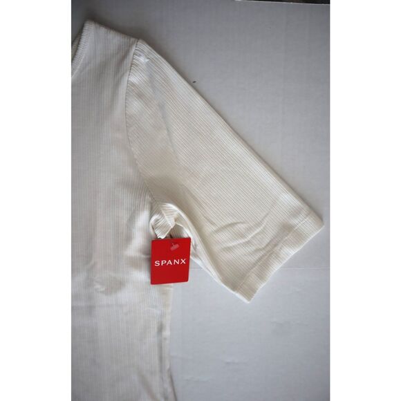 Spanx 21007R Women's Sz Medium Powder White Ribbed One Shoulder Top - Picture 5 of 7